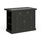 Black Wood and Granite Inlay Kitchen Island
