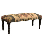 47 Multicolored Southwestern Style Rectangular Bench with Wooden Legs