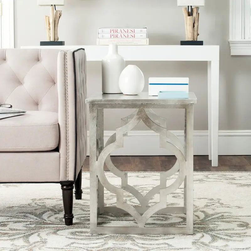  Grayce Trellis Silver Leaf End Table. - 19 W x 19 D x 23 H - 19Wx19Dx23H