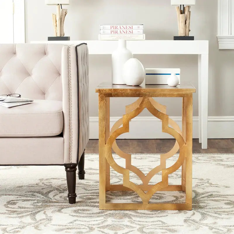 Trellis Silver Leaf End Table. - 19 W x 19 D x 23 H - 19Wx19Dx23H