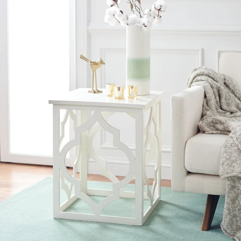 Trellis Silver Leaf End Table. - 19 W x 19 D x 23 H - 19Wx19Dx23H