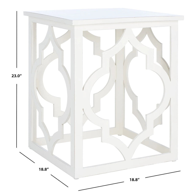 Trellis Silver Leaf End Table. - 19 W x 19 D x 23 H - 19Wx19Dx23H