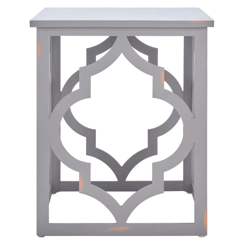 Trellis Silver Leaf End Table. - 19 W x 19 D x 23 H - 19Wx19Dx23H
