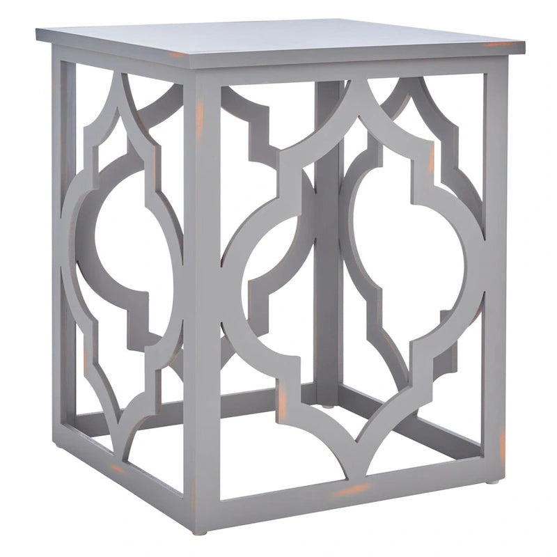 Trellis Silver Leaf End Table. - 19 W x 19 D x 23 H - 19Wx19Dx23H