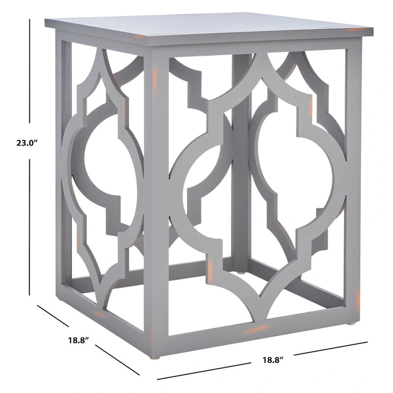Trellis Silver Leaf End Table. - 19 W x 19 D x 23 H - 19Wx19Dx23H