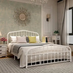 Platform Metal Bed Frame with Headboard, Iron Slat Support