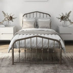Platform Metal Bed Frame with Headboard, Iron Slat Support