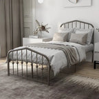 Platform Metal Bed Frame with Headboard, Iron Slat Support