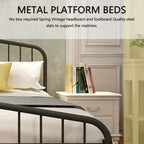 Platform Metal Bed Frame with Headboard, Iron Slat Support