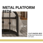 Platform Metal Bed Frame with Headboard, Iron Slat Support