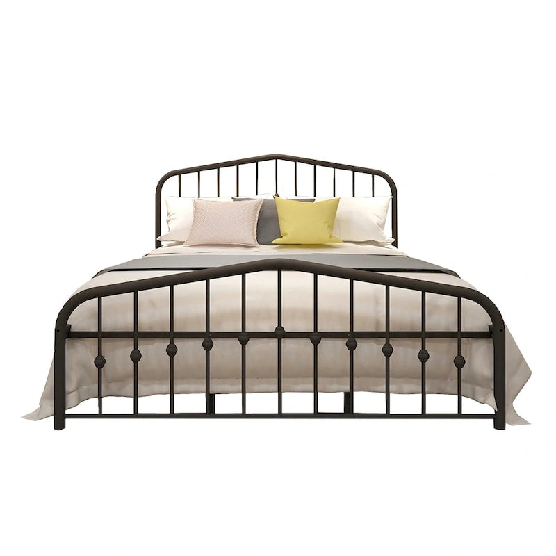 Platform Metal Bed Frame with Headboard, Iron Slat Support