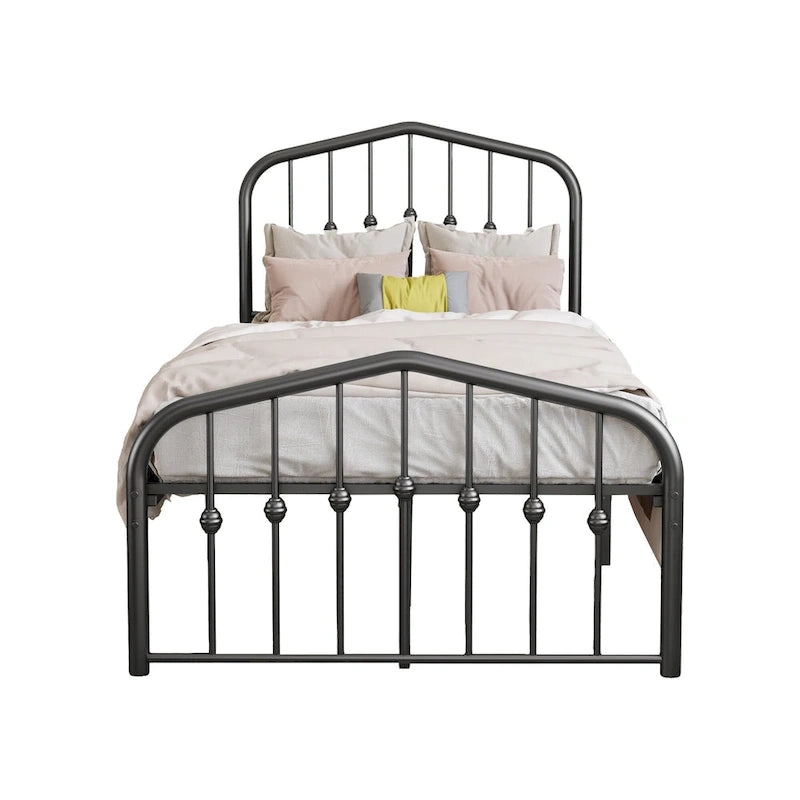 Platform Metal Bed Frame with Headboard, Iron Slat Support