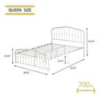 Platform Metal Bed Frame with Headboard, Iron Slat Support