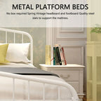 Platform Metal Bed Frame with Headboard, Iron Slat Support