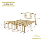 Platform Metal Bed Frame with Headboard, Iron Slat Support