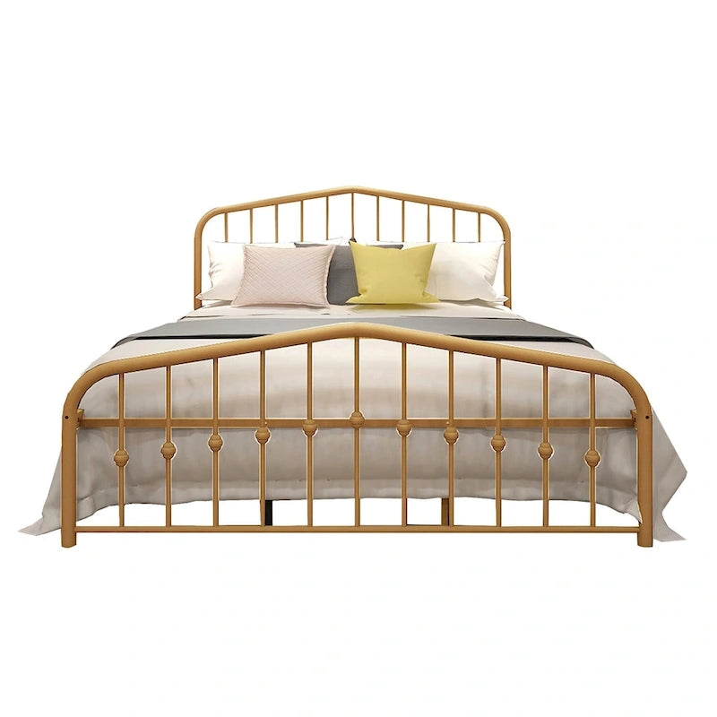 Platform Metal Bed Frame with Headboard, Iron Slat Support