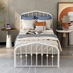 Platform Metal Bed Frame with Headboard, Iron Slat Support