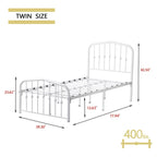 Platform Metal Bed Frame with Headboard, Iron Slat Support