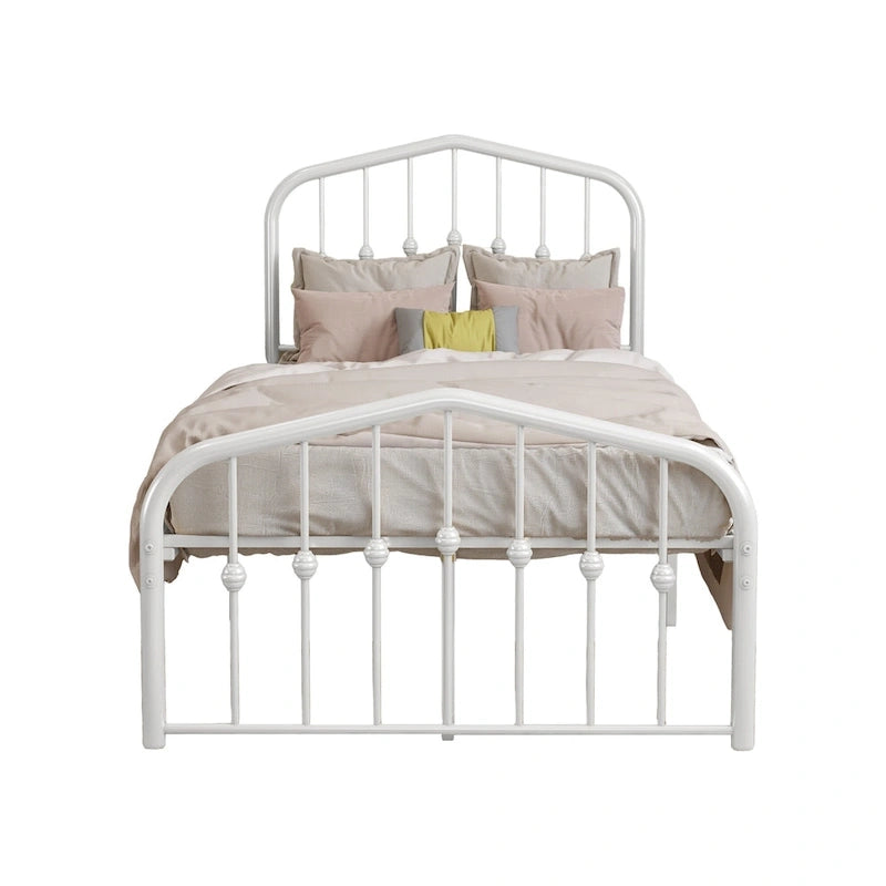 Platform Metal Bed Frame with Headboard, Iron Slat Support
