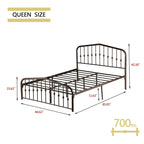 Platform Metal Bed Frame with Headboard, Iron Slat Support