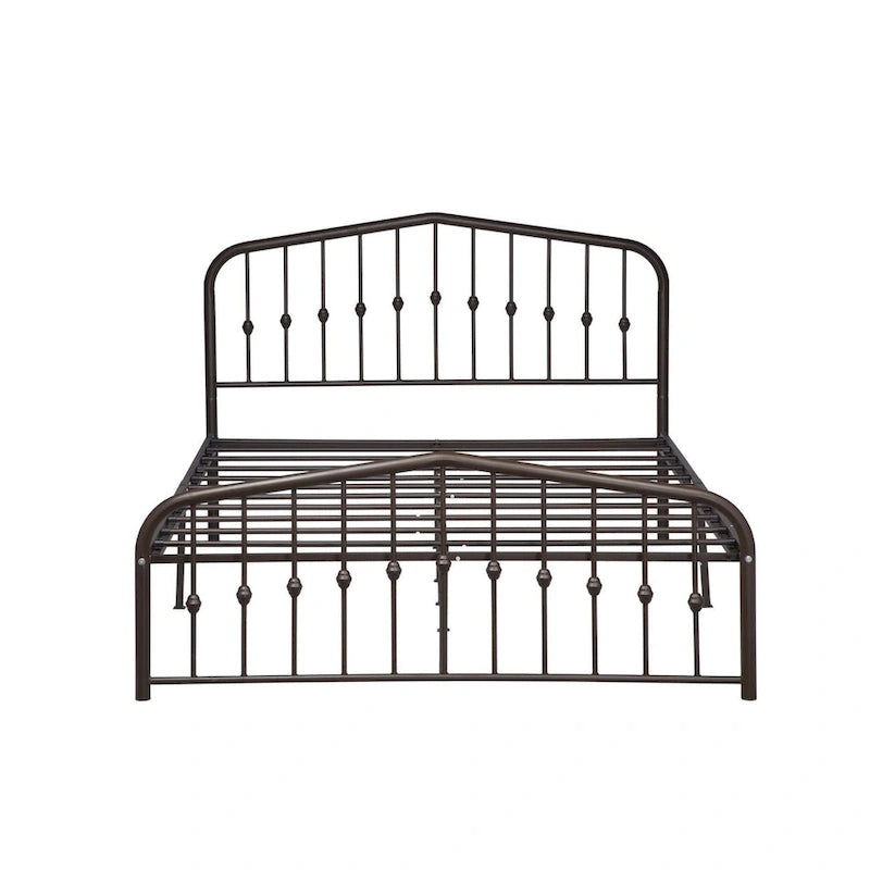 Platform Metal Bed Frame with Headboard, Iron Slat Support