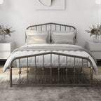 Platform Metal Bed Frame with Headboard, Iron Slat Support
