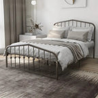Platform Metal Bed Frame with Headboard, Iron Slat Support