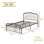 Platform Metal Bed Frame with Headboard, Iron Slat Support