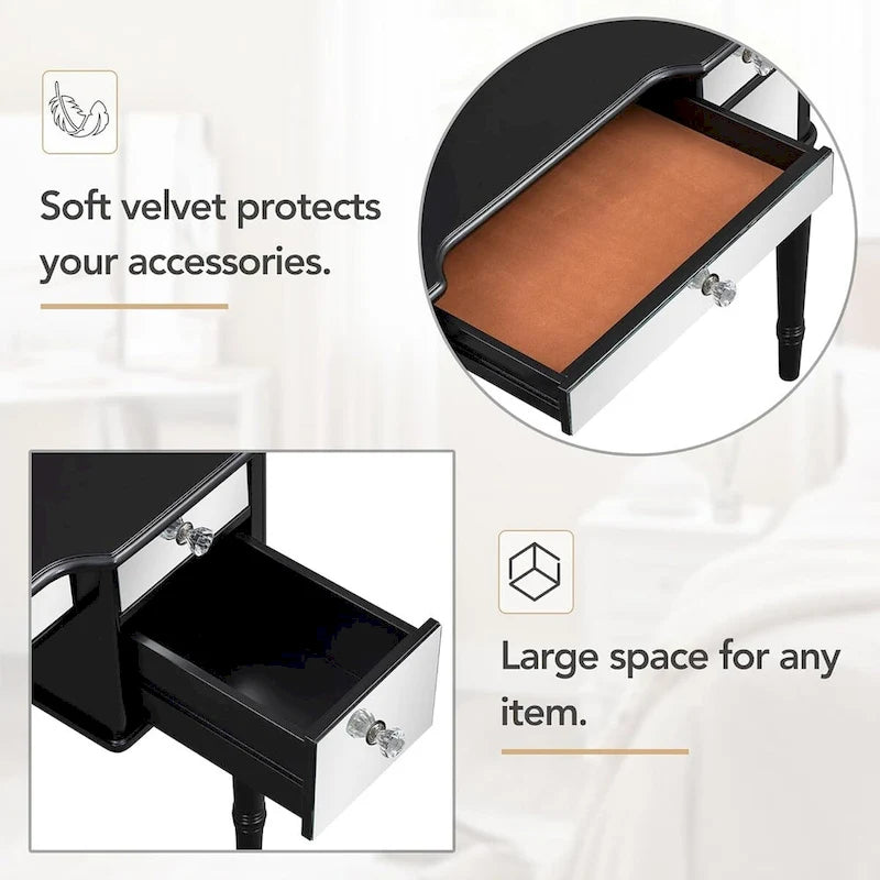 Makeup Vanity Table, 5 Drawers, Foldable Mirror, Stool Included