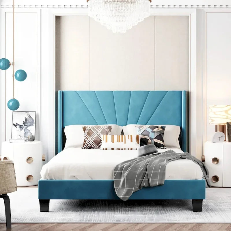 Velvet Upholstered Platform Bed
