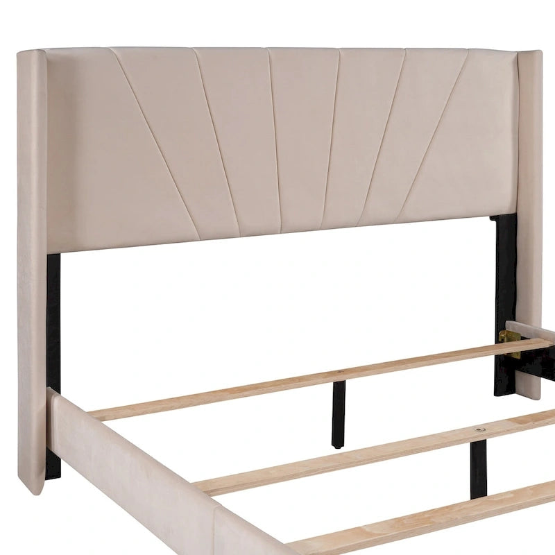 Velvet Upholstered Platform Bed