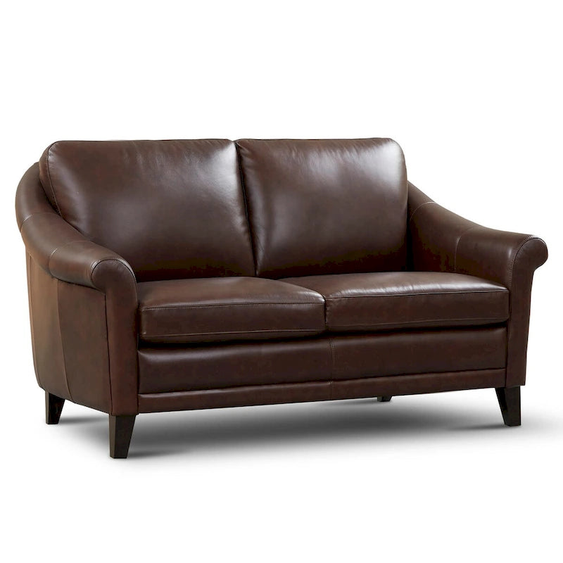 100% Genuine Leather Midcentury Modern Loveseat