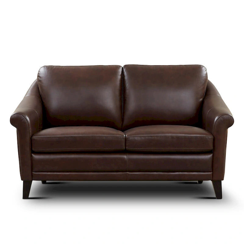100% Genuine Leather Midcentury Modern Loveseat