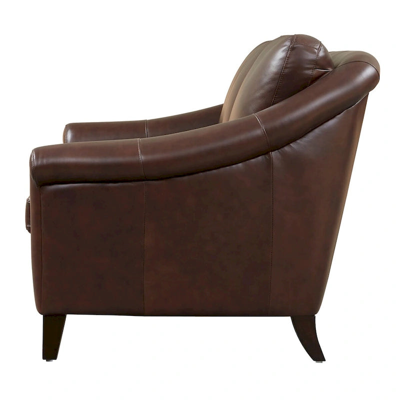 100% Genuine Leather Midcentury Modern Loveseat