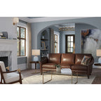 100% Genuine Leather Midcentury Modern Loveseat