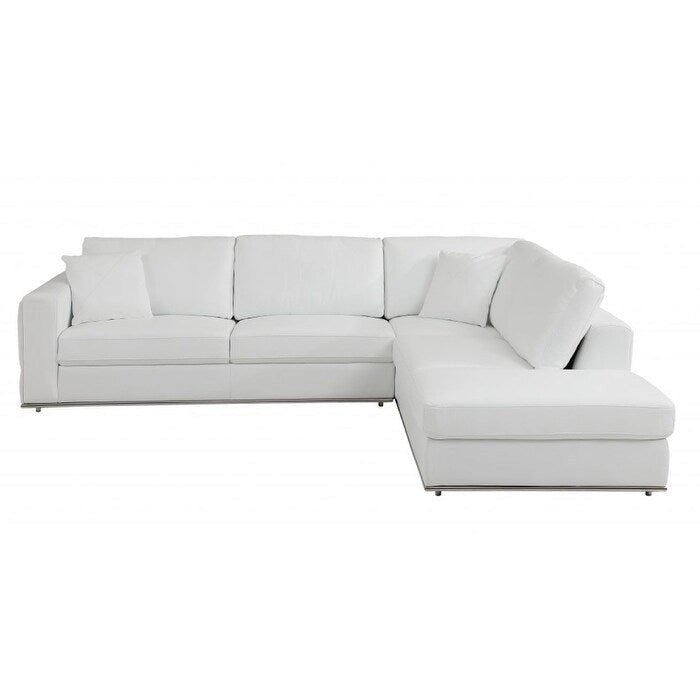  White Italian Leather Reclining L Shaped Two Piece Corner Sectional - 117