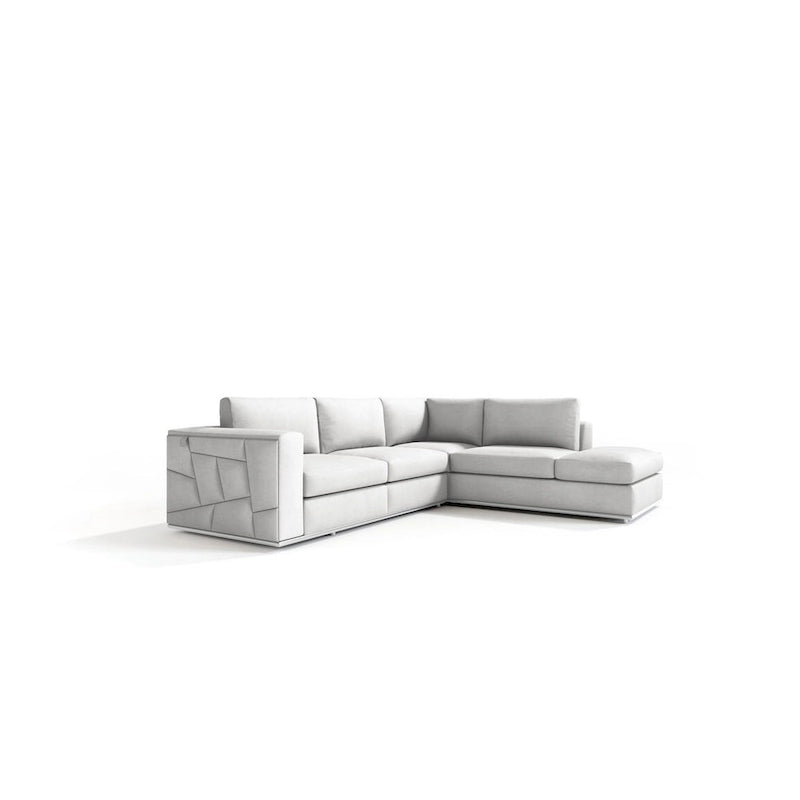 White Italian Leather Reclining L Shaped Corner Sectional