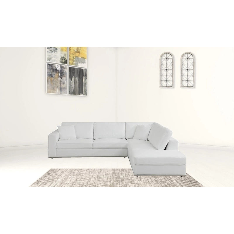 White Italian Leather Reclining L Shaped Corner Sectional