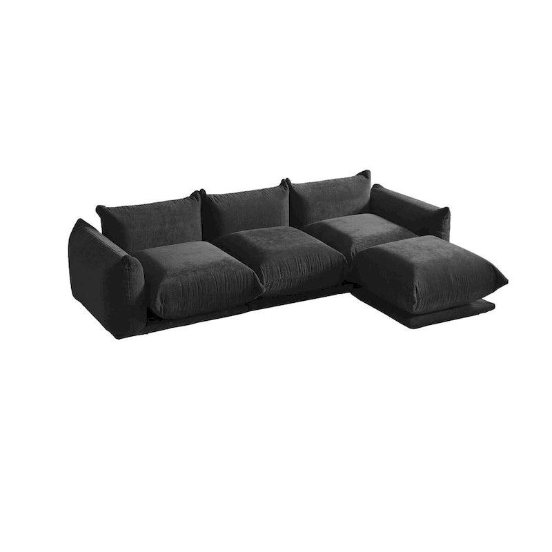 103 L-Shaped Sectional Sofa, Minimalist Chenille Modular 4-Seat Couch Sectionals with Reversible Chaise Ottoman
