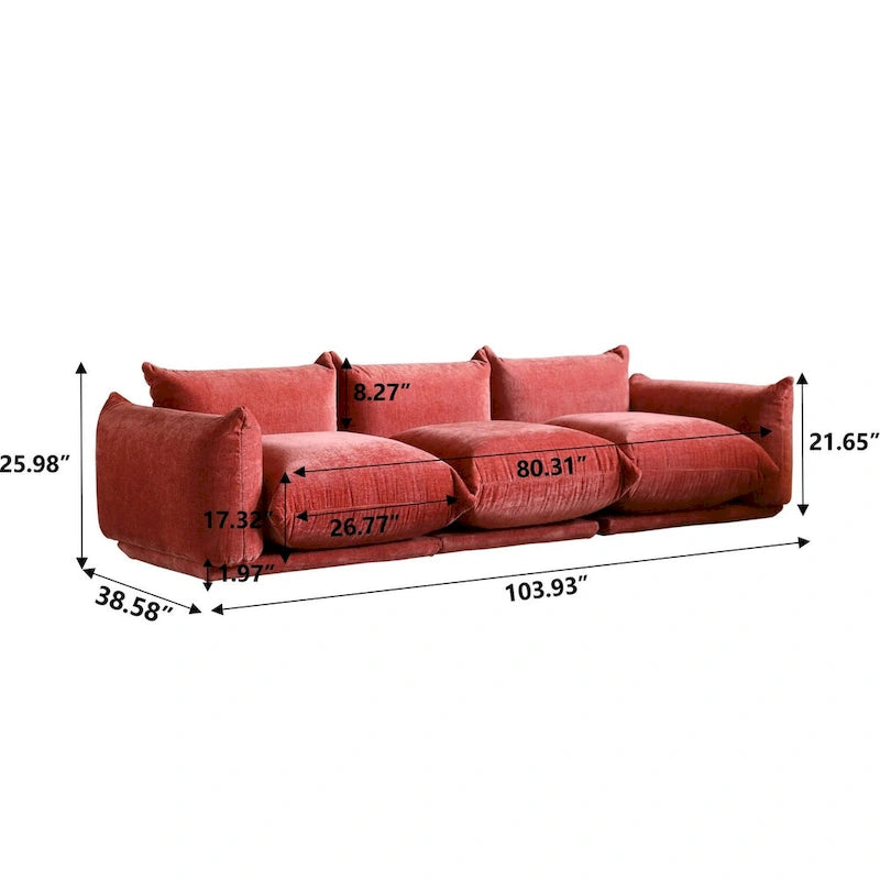 103 L-Shaped Sectional Sofa, Minimalist Chenille Modular 4-Seat Couch Sectionals with Reversible Chaise Ottoman