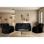 Faux Leather Manual Reclining Livingroom Sofa with Dropdown Table and Console