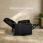 Faux Leather Manual Reclining Livingroom Sofa with Dropdown Table and Console