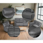 Faux Leather Manual Reclining Livingroom Sofa with Dropdown Table and Console