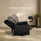 Faux Leather Manual Reclining Livingroom Sofa with Dropdown Table and Console
