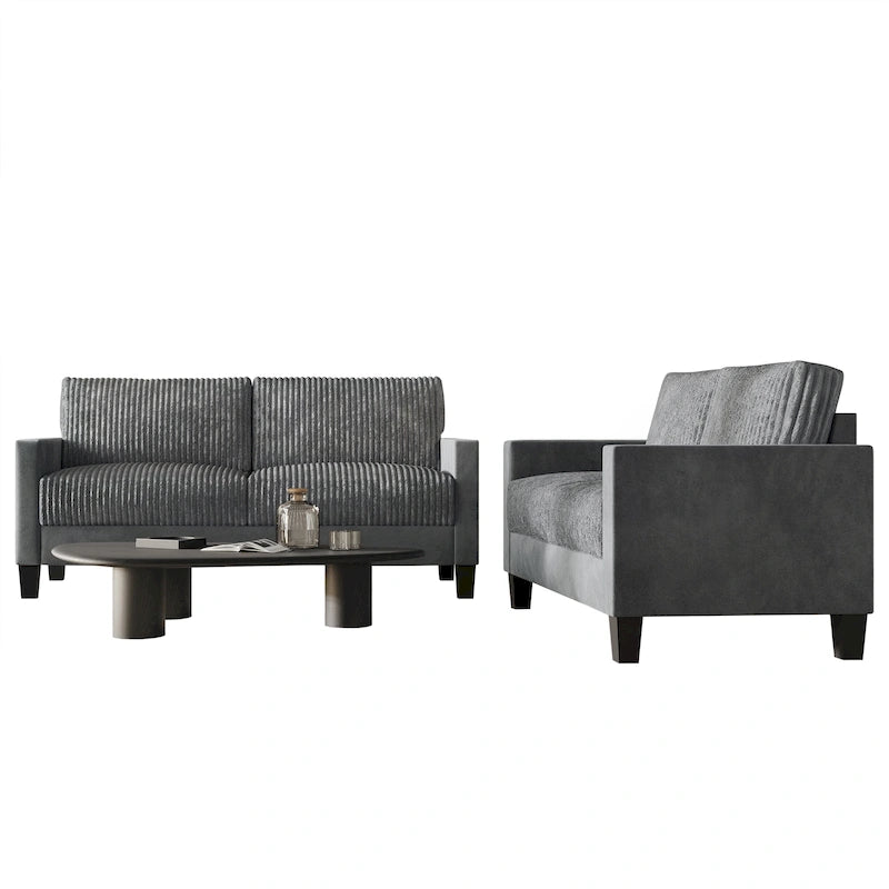 Corduroy Mid-Century Modern Velvet Upholstered Living Room Sofa