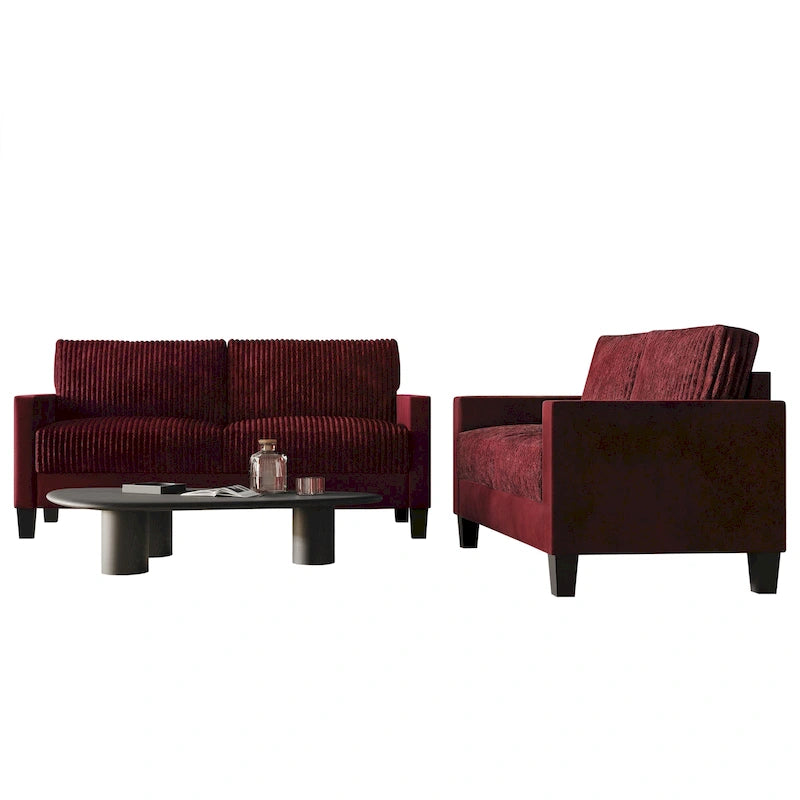 Corduroy Mid-Century Modern Velvet Upholstered Living Room Sofa