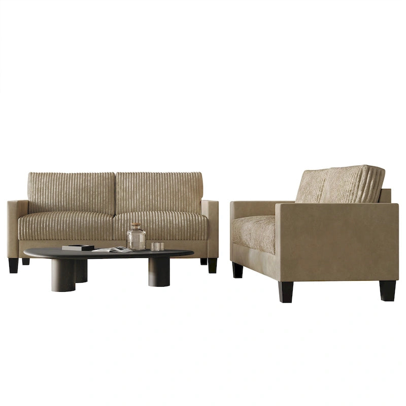 Corduroy Mid-Century Modern Velvet Upholstered Living Room Sofa