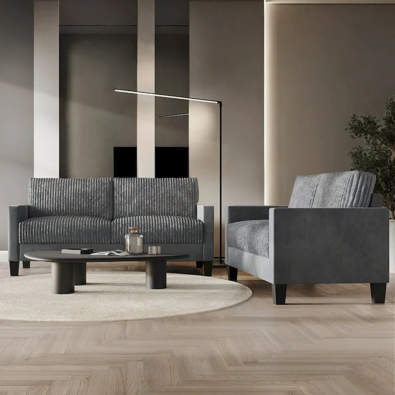 Corduroy Mid-Century Modern Velvet Upholstered Living Room Sofa