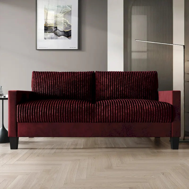 Corduroy Mid-Century Modern Velvet Upholstered Living Room Sofa