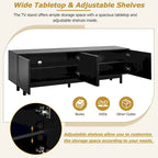 TV Stand for TVs Up to 78, Entertainment Center with Solid Wood Legs, Practical Media Console with Adjustable Shelves